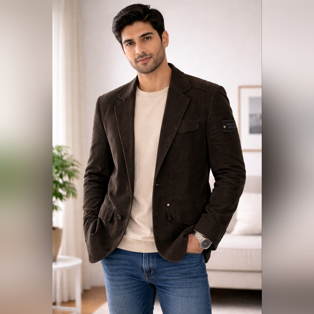 Provogue Corduroy Blazer Jacket Brown | Men’s Large | Casual Smart Coat